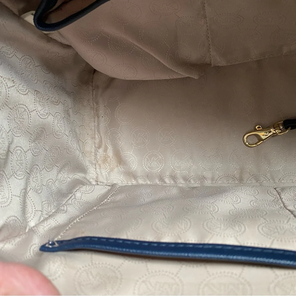 Michael Kors Selma Saffiano Leather Satchel Blue Bag Large Tote Bag & Dust Bag